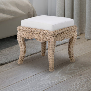 Rowan 19.7" Bohemian Designer Woven Rattan/Wood Vanity Stool - JONATHAN Y